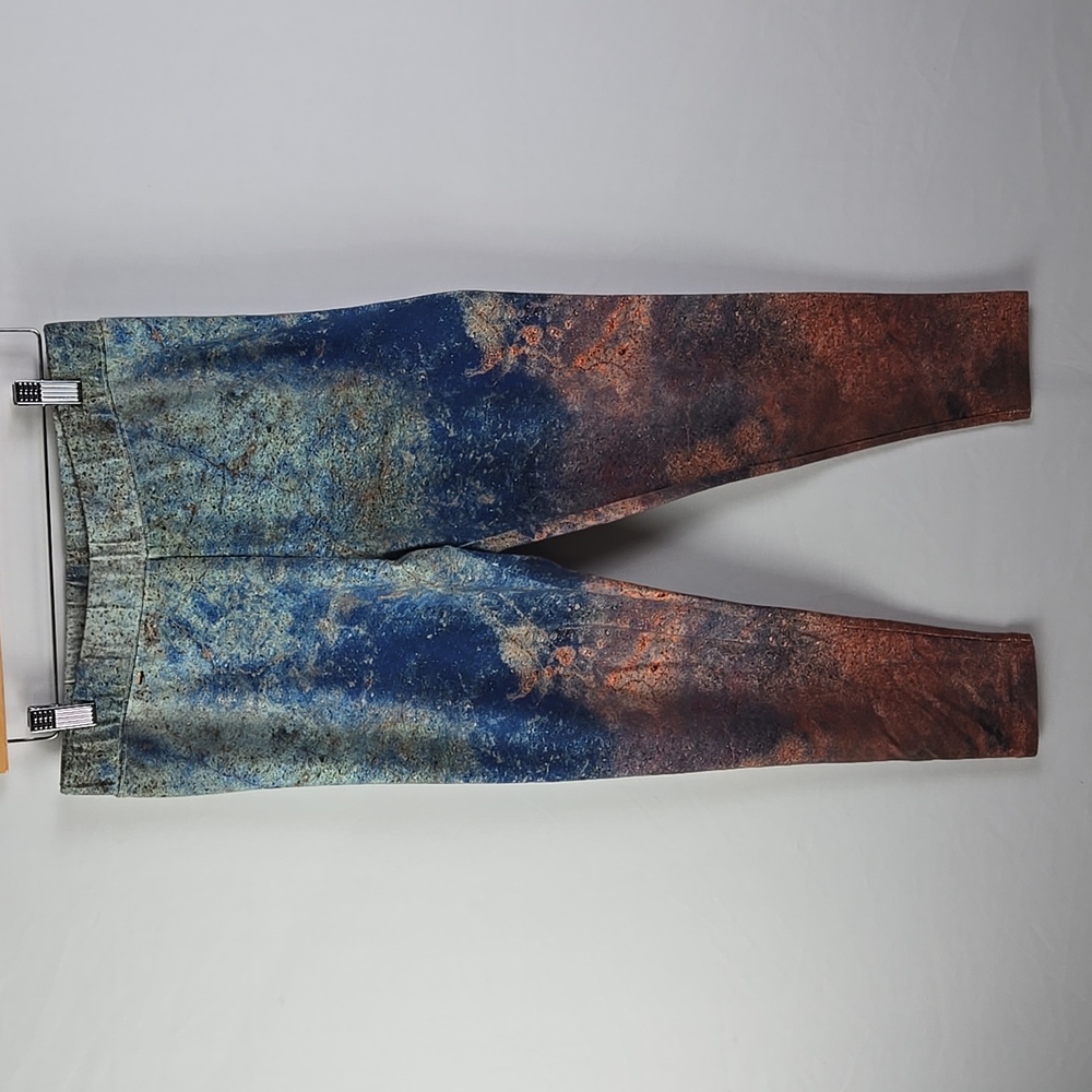 Soft Surroundings Have To Have Leggings PS Green Blue Copper/Terracotta Abstract